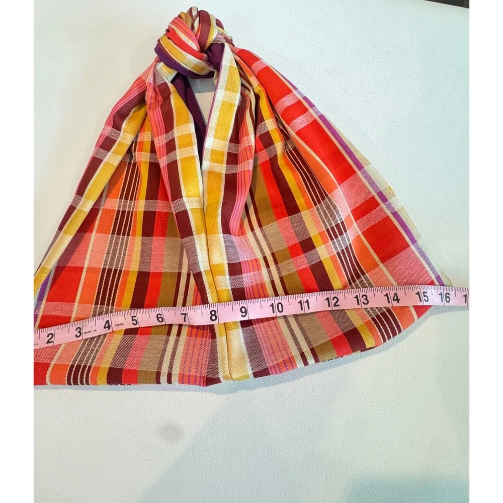 Vintage Plaid Knot Handle Hobo Bag Multi-Color Fabric Tote with Purple Lining